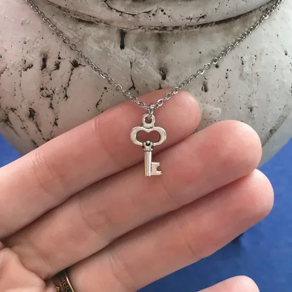 🗝️ Skeleton Key Charm Necklace Tibetan Silver Stainless Steel Handmade 4for$20 - Picture 3 of 8